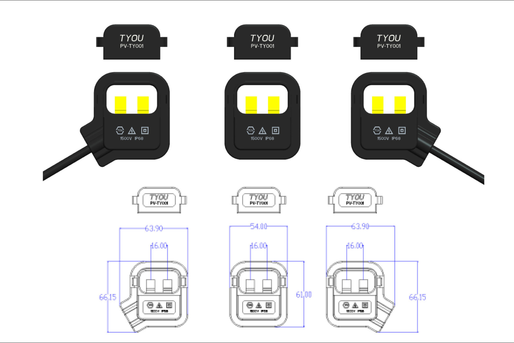pre-potted PV junction box design, 3-split solar junction box blueprint